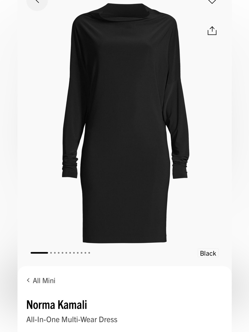 Norma Kamali Black Long-Sleeve Mini Multi-Wear Dress